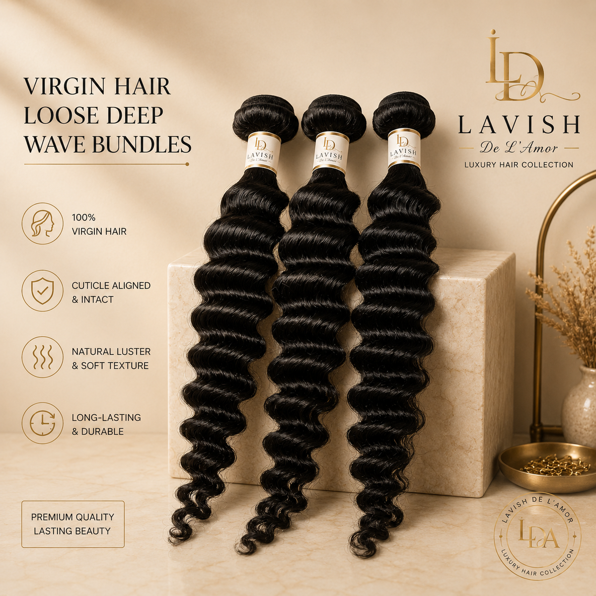 💋 Monroe Bundles | Loose Deep Wave Human Virgin Hair Bundles